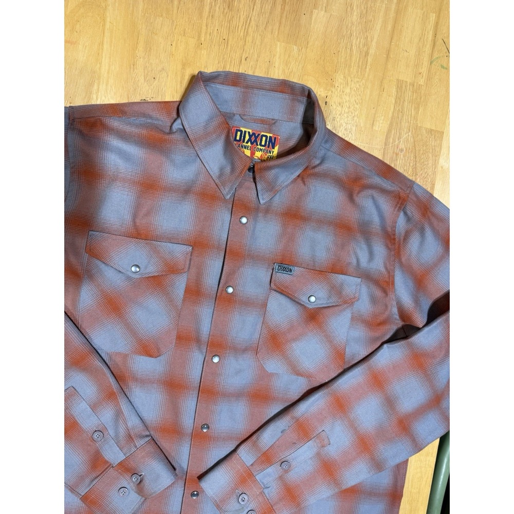 Dixxon Copper State Flannel Shirt Mens 2XT Orange Gray Plaid Pearl Snap Western